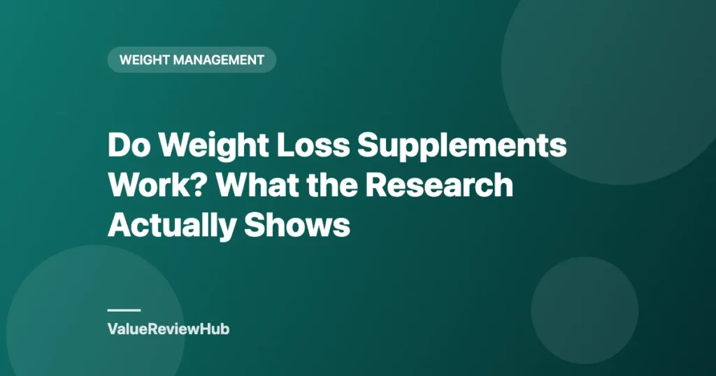 Graphic titled Do Weight Loss Supplements Work? What the Research Actually Shows